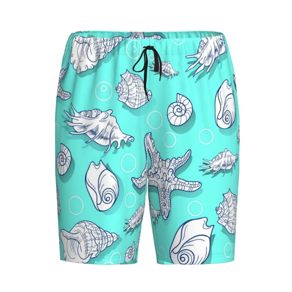 Haiem Seashell And Starfish Men's Pajama Short with Soft Woven Cotton Elastic Waistband Sleep Short-3X-Large