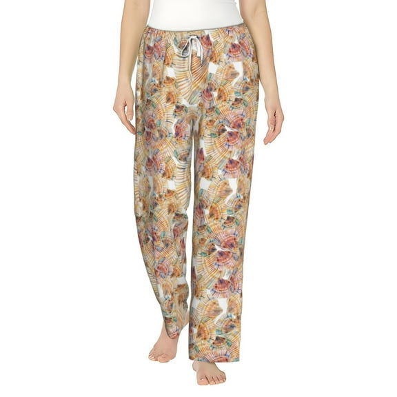 Haiem Seashells Women's Pajama Pants Ultra Lightweight Pjs Bottoms Sleepwear Bottom Pants With Pocket Drawstring-Medium