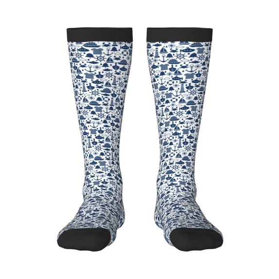 Haiem Seaside Primary Color Socks, Funny Novelty Crazy Design Cotton Socks Sports Socks Knee High Socks For Men, Women,1Pairs - Gift For Working Friends