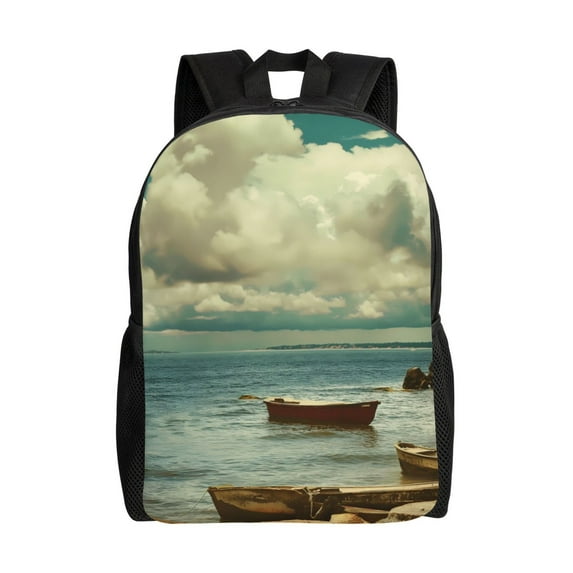 Haiem Serene Coastal Blue Sky Backpack - Stylish and Durable 15-inch Laptop Backpack with Waterproof Oxford Fabric