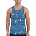 thumbnail image 1 of Haiem Sharks on White Blue Striped Men Workout Tank Top Gym Bodybuilding Sleeveless Muscle T Shirts Athletic Tank Breathable Workout Shirt-XX-Large, 1 of 8