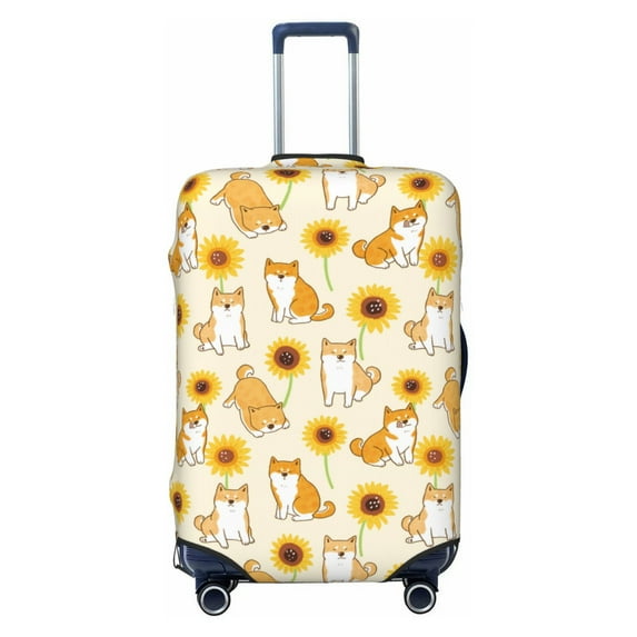 Haiem Shiba Inu Dog And Sunflower Luggage Cover,Durable, Washable Suitcase Protector With Anti-Scratch Technology - Keep Your Luggage Looking New X-Large