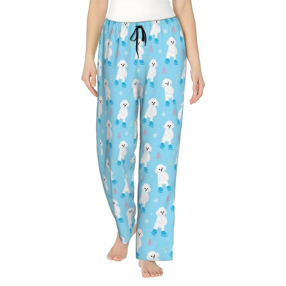 Haiem Skating Poodle Fun Women's Pajama Pants Ultra Lightweight Pjs Bottoms Sleepwear Bottom Pants With Pocket Drawstring-Medium