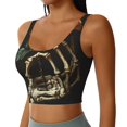 thumbnail image 1 of Haiem Skeleton Hand Rose Butterfly Pattern Womens Sports Bra - U Neck Padded Low Impact Yoga Bra Workout Crop Top Gym Moisture-Wicking Workout Vest -Small, 1 of 9
