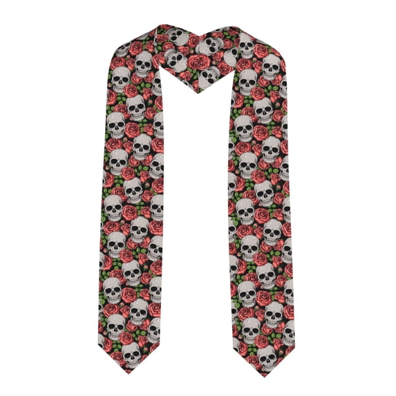 Haiem Skull and Roses Pattern Graduation Stole 2024 | Premium Satin Sash for Graduation Ceremony
