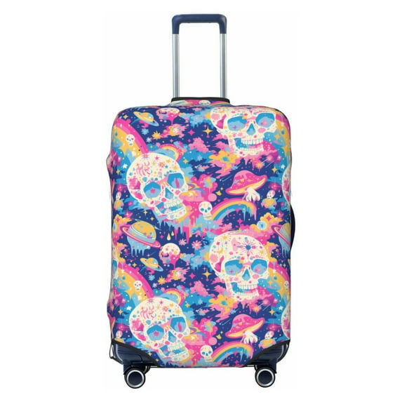 Haiem Skull rainbow color space Luggage Cover Printed Suitcase Covers for Luggage Elastic Washable Suitcase Protector Fits 18-32 Inch Luggage-X-Large