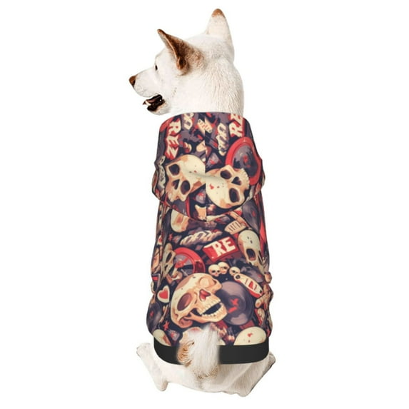 Haiem Skull rock record artist for Winter Dog Hoodie Sweatshirts with Pockets Warm Dog Clothes for Small Dogs Chihuahua-Small
