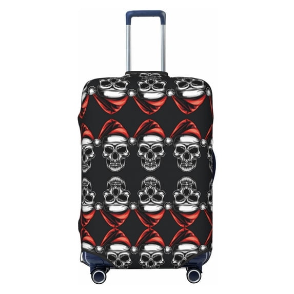 Haiem Skull santa hat Luggage Cover Printed Suitcase Covers for Luggage Elastic Washable Suitcase Protector Fits 18-32 Inch Luggage-Medium