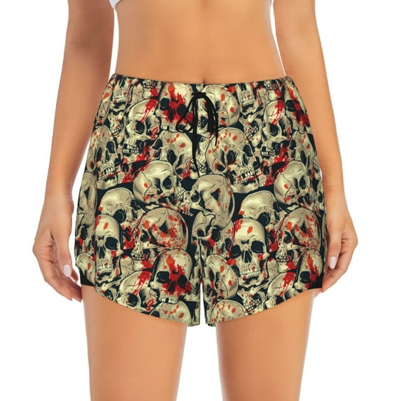 Haiem Skulls1 Women's 2 in 1 Running Shorts - Lightweight Athletic Workout Gym Yoga Breathable Sports Shorts Liner with Phone Pockets-