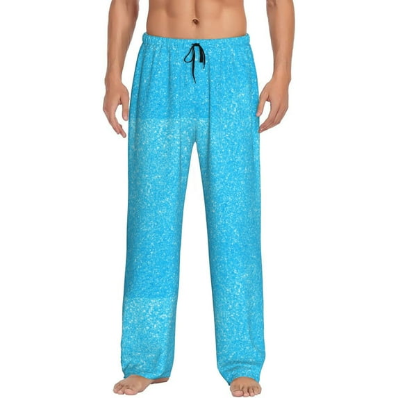 Haiem Sky Blue Glitter Men's Pajama Pants Ultra Lightweight Pjs Bottoms Sleepwear Bottom Pants With Pocket Drawstring-Medium