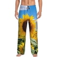 thumbnail image 1 of Haiem Sky Golden Sunflower Field B Men's Pajama Pants Ultra Lightweight Pjs Bottoms Sleepwear Bottom Pants With Pocket Drawstring-Large, 1 of 7