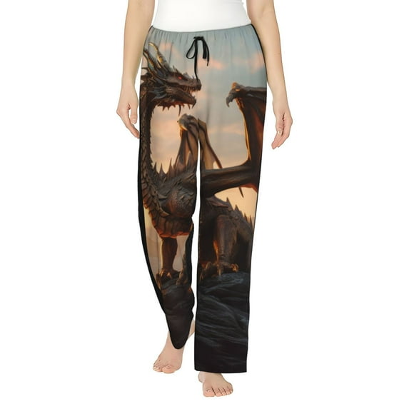 Haiem Sky Sunset Bronze Dragon Women's Pajama Pants Ultra Lightweight Pjs Bottoms Sleepwear Bottom Pants With Pocket Drawstring-