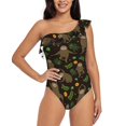 thumbnail image 1 of Haiem Sloth Doing Yoga Women's One Piece Swimsuits Tummy Control One Shoulder Bathing Suits Ruffle Swimwear-Large, 1 of 8