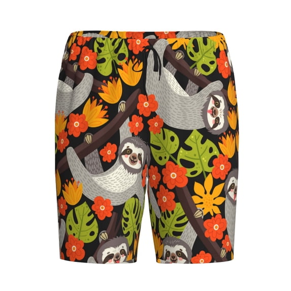 Haiem Sloth on the Branch Men's Pajama Short with Soft Woven Cotton Elastic Waistband Sleep Short-Small