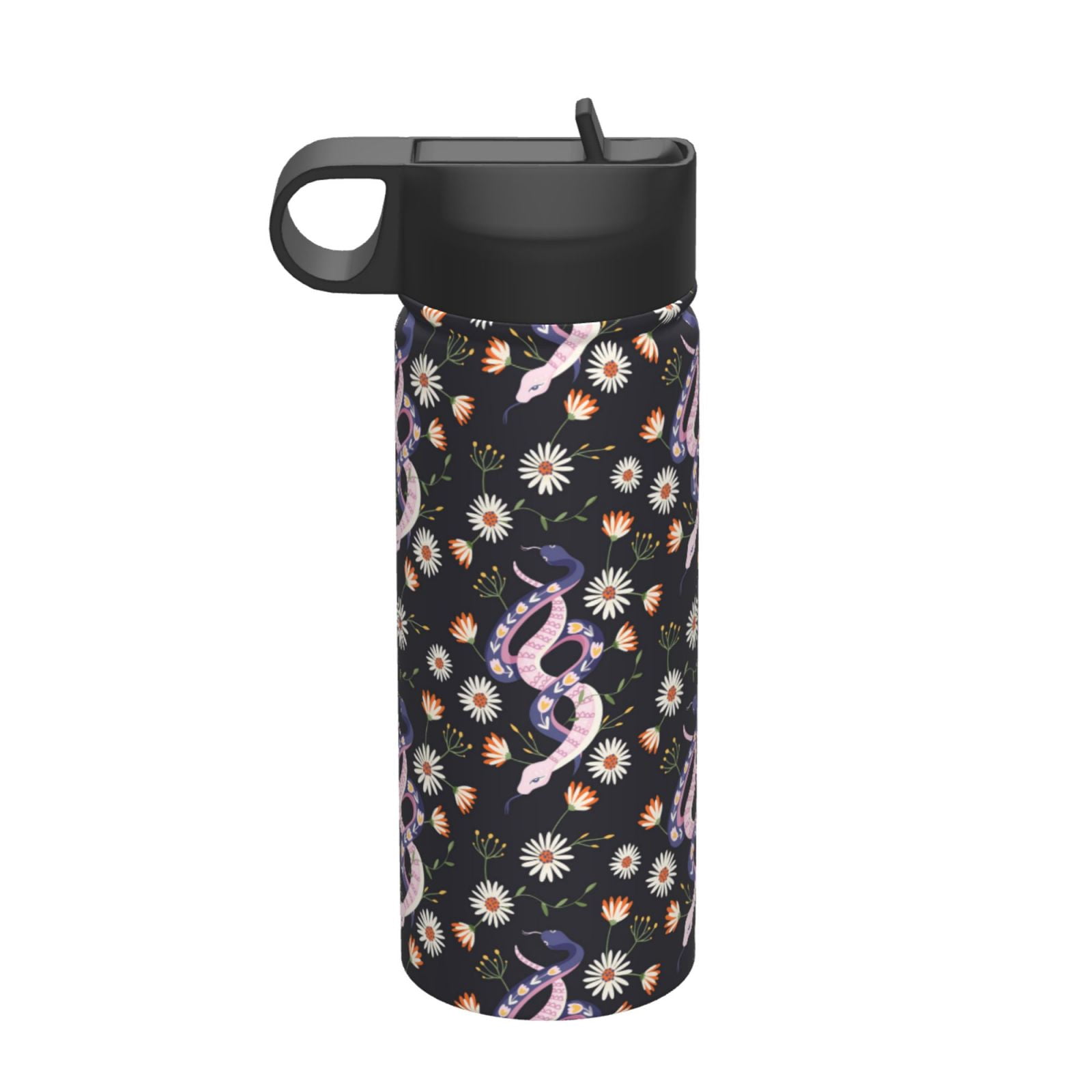 Haiem Snake And Floral1 Printed 18Oz Sports Insulated Kettle With Photo Inspiration