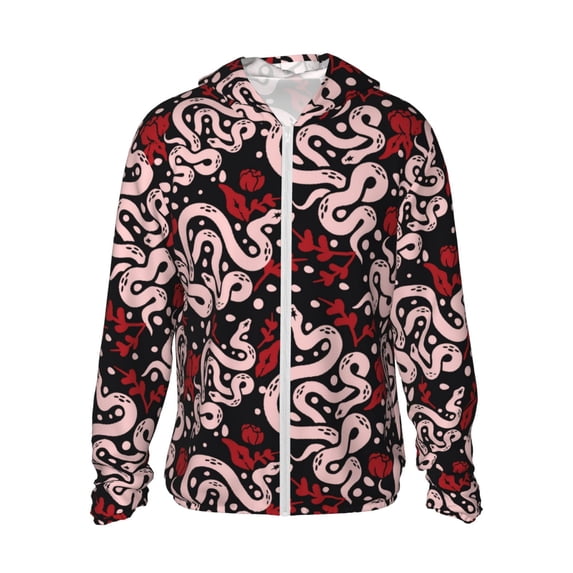 Haiem Snake And Rose UPF 50+ Fishing Shirts for Men Long Sleeve UV Sun Protection Hoodie Non-Mask Outdoor Hiking Shirts