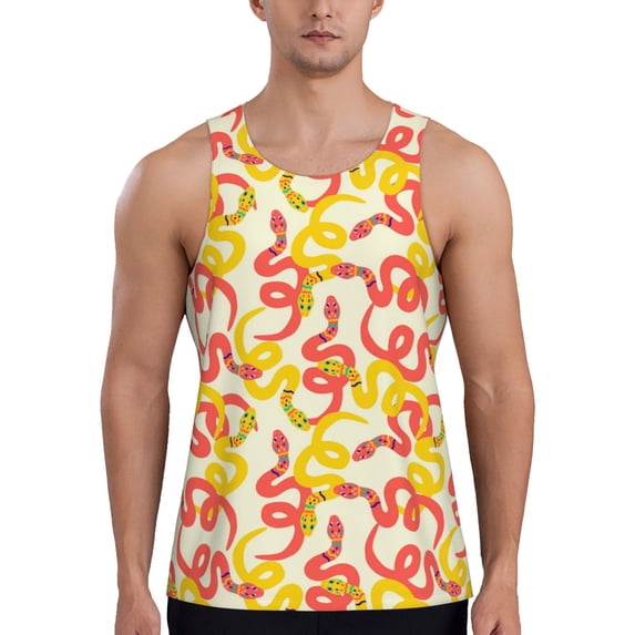 Haiem Snake Men Workout Tank Top Gym Bodybuilding Sleeveless Muscle T Shirts Athletic Tank Breathable Workout Shirt-4X-Large