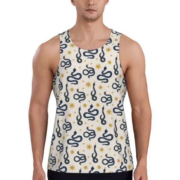 Haiem Snake Men Workout Tank Top Gym Bodybuilding Sleeveless Muscle T Shirts Athletic Tank Breathable Workout Shirt-X-Large