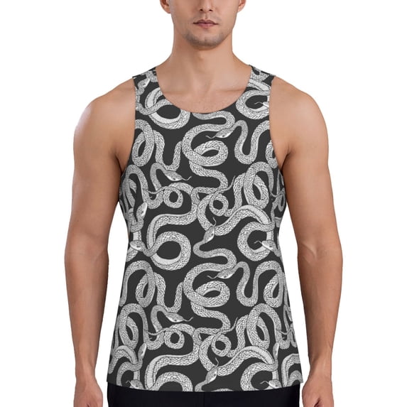 Haiem Snake Men Workout Tank Top Gym Bodybuilding Sleeveless Muscle T Shirts Athletic Tank Breathable Workout Shirt-Small
