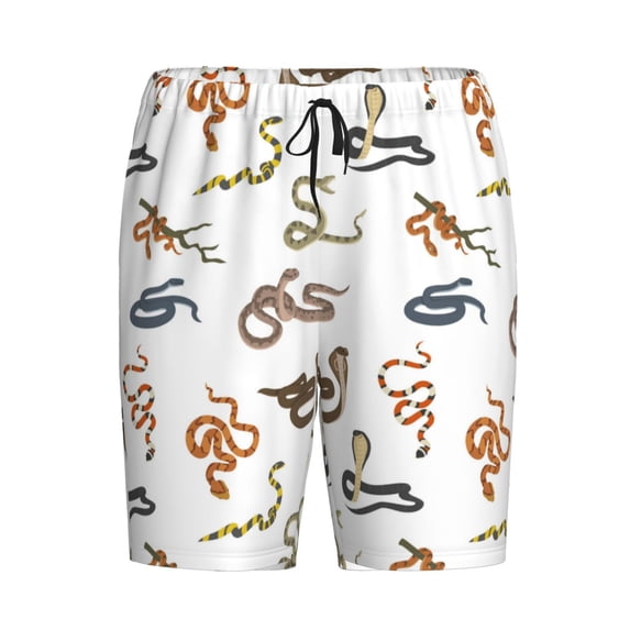 Haiem Snake Men's Pajama Short with Soft Woven Cotton Elastic Waistband Sleep Short-X-Large