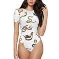 thumbnail image 1 of Haiem Snake Women's Crew Neck Short Sleeve Bodysuit Tops Stretchy Slim Basic-Medium, 1 of 9