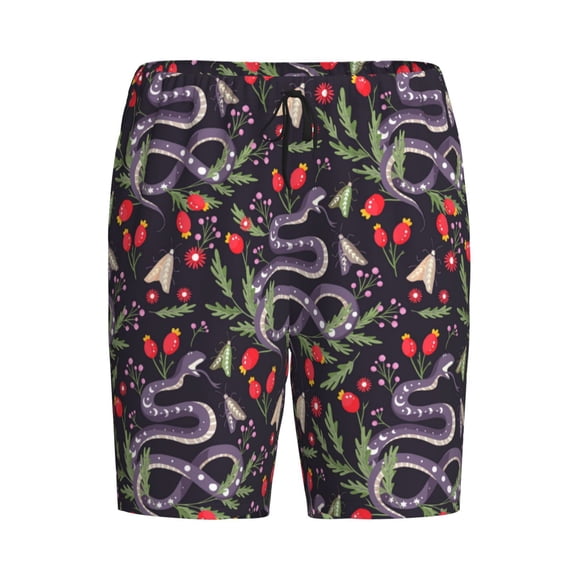 Haiem Snakes And Snake Fruit Men's Pajama Short with Soft Woven Cotton Elastic Waistband Sleep Short-Large