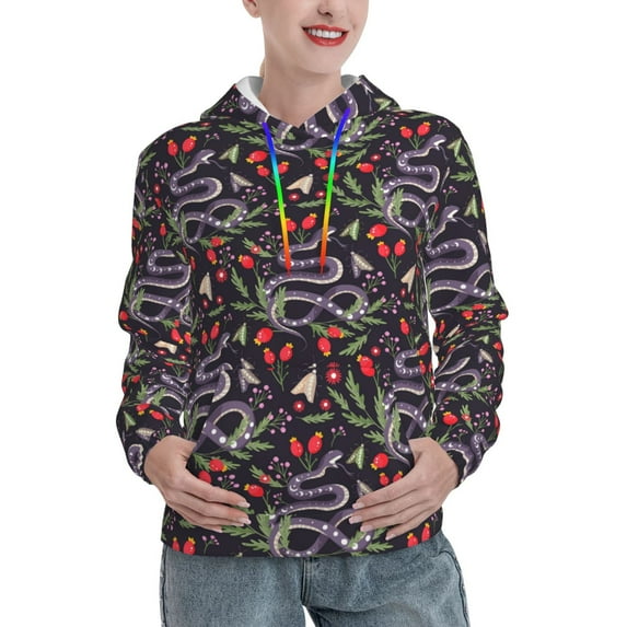 Haiem Snakes And Snake Fruit for Women's Fashion Hoodies & Sweatshirts with Kangaroo Pocket,Hooded Sweatshirt with Eye-catching Drawstrings-Medium