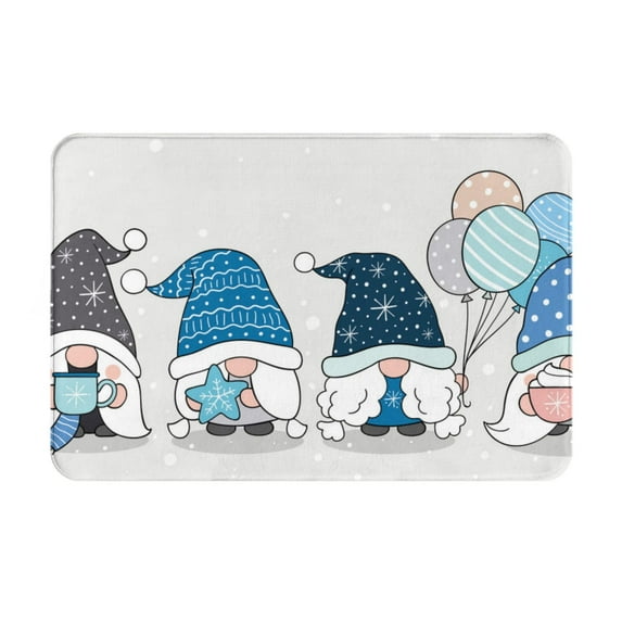Haiem Snow Gnome for Winter Front Door Mat Indoor Outdoor Entrance, Waterproof All-Season, All-Weather Doormat, Durable Flannel Fabric, Fade Resistant, Low Profile, 16x24in
