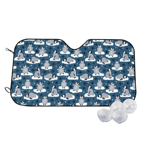 Haiem Snow Penguin Car Windshield Sun Shade - Blocks UV Rays Sun Visor Protector, Sunshade to Keep Your Vehicle Cool, Universal Fit SUV Van Sedan-