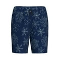 thumbnail image 1 of Haiem Snowflake Dark Blue Men's Pajama Short with Soft Woven Cotton Elastic Waistband Sleep Short-Large, 1 of 9