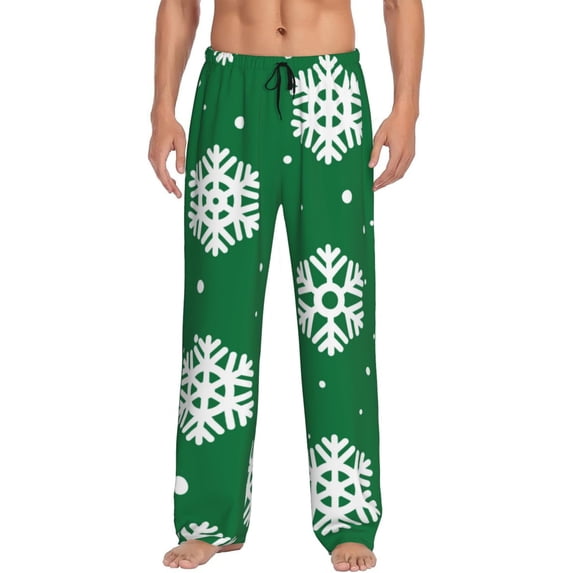 Haiem Snowflake Men's Pajama Pants Ultra Lightweight Pjs Bottoms Sleepwear Bottom Pants with Pocket Drawstring-Medium