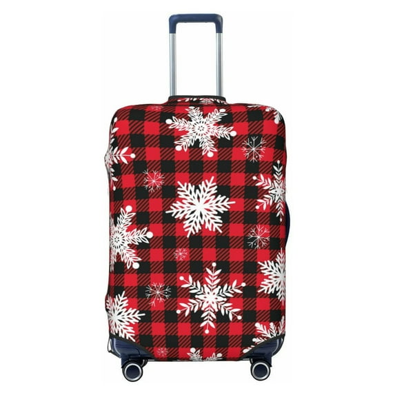 Haiem Snowflakes On A Buffalo Plaid Christmas Luggage Cover,Durable, Washable Suitcase Protector With Anti-Scratch Technology - Keep Your Luggage Looking New Large