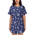 thumbnail image 1 of Haiem Snowflakes On Dark Blue Pattern Pajama Set for Women 2 Piece Lounge Set Short Sleeve Tops and Shorts Soft Sleepwear-X-Large, 1 of 7