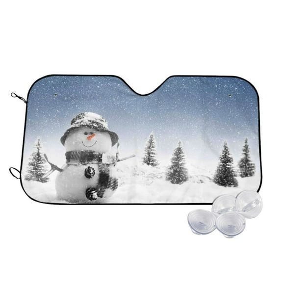 Haiem Snowman And Christmas Tree Car Windshield Sun Shade - Blocks UV Rays Sun Visor Protector, Sunshade to Keep Your Vehicle Cool, Universal Fit SUV Van Sedan-Medium
