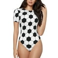 thumbnail image 1 of Haiem Soccer Ball Women's Crew Neck Short Sleeve Bodysuit Tops Stretchy Slim Basic-Medium, 1 of 9