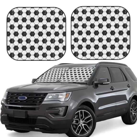 Haiem Soccer Car Windshield Sun Shade (2 Pieces) Foldable Windshield Sun Shade Car Accessories for Truck SUV Pickup-Medium