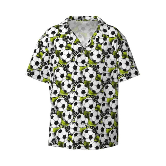 Haiem Soccer and Football Men's Casual Shirts Short Sleeve Button Down Shirts Fashion Textured Summer Beach Shirt-3X-Large