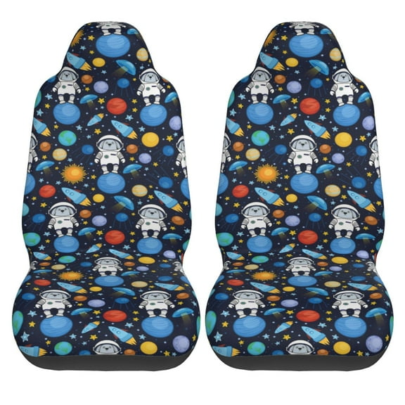 Haiem Space Dog Printed Car Seat Covers Set of 2, Universal Fit Car Seat Covers,Protective Seat Covers,Comfortable Car Seat Covers, Easy Installation Seat Covers, Vehicle Seat Covers