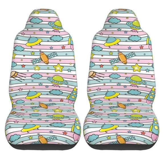 Haiem Space Doodle Printed Car Seat Covers Set of 2, Universal Fit Car Seat Covers,Protective Seat Covers,Comfortable Car Seat Covers, Easy Installation Seat Covers