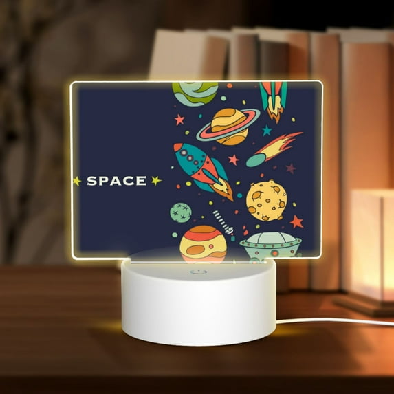 Haiem Space Pattern Acrylic Night Light Gift with 3 Color ModesTouch-Sensitive LED Lamp Perfect Gift for Mother's Day, Birthday, or Christmas