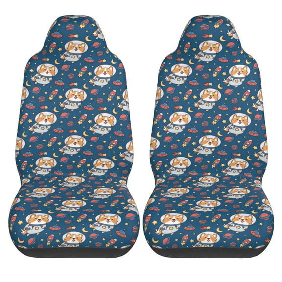 Haiem Space Puppy Printed Car Seat Covers Set of 2, Universal Fit Car Seat Covers,Protective Seat Covers,Comfortable Car Seat Covers, Easy Installation Seat Covers