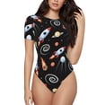 thumbnail image 1 of Haiem Space Rocket Women's Crew Neck Short Sleeve Bodysuit Tops Stretchy Slim Basic-XX-Large, 1 of 9