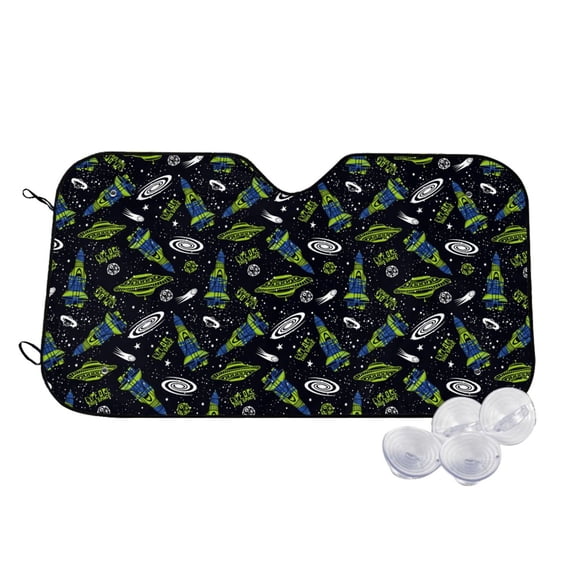 Haiem Space Rockets Car Windshield Sun Shade - Blocks UV Rays Sun Visor Protector, Sunshade to Keep Your Vehicle Cool, Universal Fit SUV Van Sedan-Small