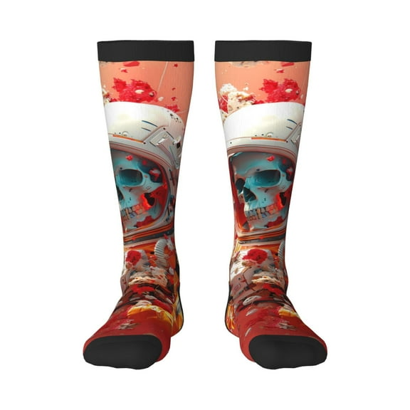 Haiem Space Skeleton Art Socks, Funny Novelty Crazy Design Cotton Socks Sports Socks Knee High Socks For Men, Women,1Pairs - Gift For Working Friends