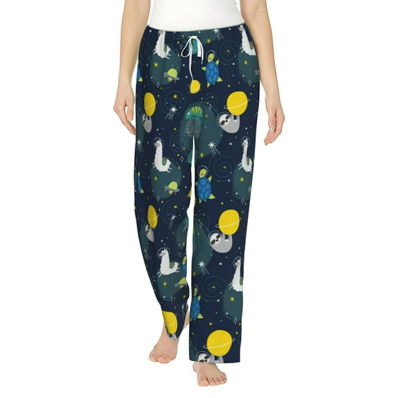 Haiem Space and Animals Women's Pajama Pants Ultra Lightweight Pjs Bottoms Sleepwear Bottom Pants With Pocket Drawstring-Small