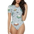 thumbnail image 1 of Haiem Spaceship Women's Crew Neck Short Sleeve Bodysuit Tops Stretchy Slim Basic-XX-Large, 1 of 9