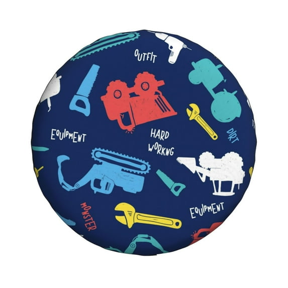 Haiem Spare Tire Cover , Wheel Cover with Colorful Excavator printed, Camper Spare Tire Cover Fit for Jeep Wrangler Rv SUV Truck Travel Trailer-17 inch