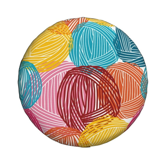 Haiem Spare Tire Cover , Wheel Cover with Colorful Wool Balls printed, Camper Spare Tire Cover Fit for Jeep Wrangler Rv SUV Truck Travel Trailer-17 inch