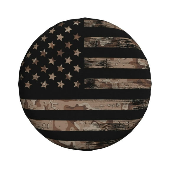 Haiem Spare Tire Cover , Wheel Cover with American Flag with Desert Camouflage printed, Camper Spare Tire Cover Fit for Jeep Wrangler Rv SUV Truck Travel Trailer-14 inch