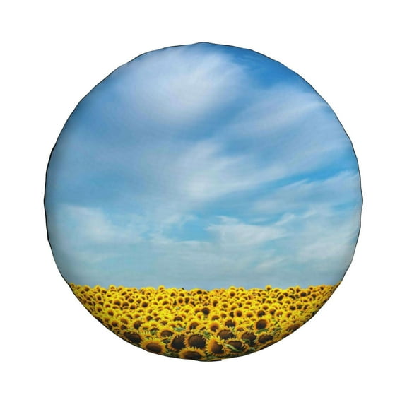 Haiem Spare Tire Cover , Wheel Cover with Blooming Sunflower Field printed, Camper Spare Tire Cover Fit for Jeep Wrangler Rv SUV Truck Travel Trailer-14 inch